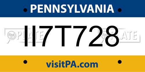 II7T728 Pennsylvania License Plate