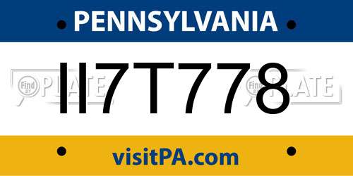 II7T778 Pennsylvania License Plate