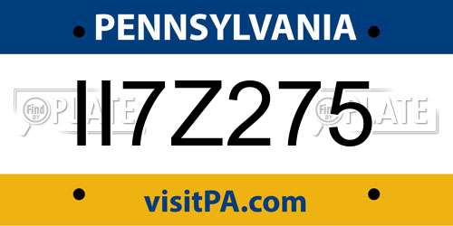 II7Z275 Pennsylvania License Plate