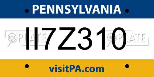 II7Z310 Pennsylvania License Plate