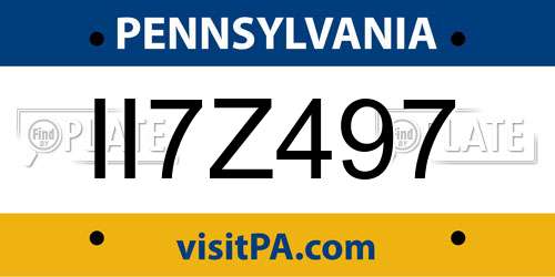 II7Z497 Pennsylvania License Plate