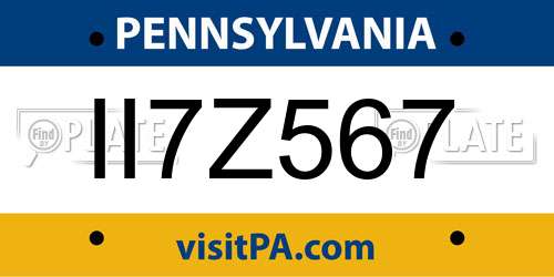 II7Z567 Pennsylvania License Plate
