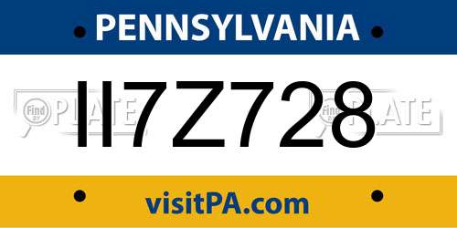 II7Z728 Pennsylvania License Plate