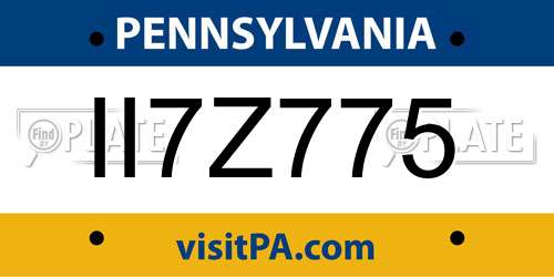 II7Z775 Pennsylvania License Plate