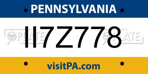 II7Z778 Pennsylvania License Plate