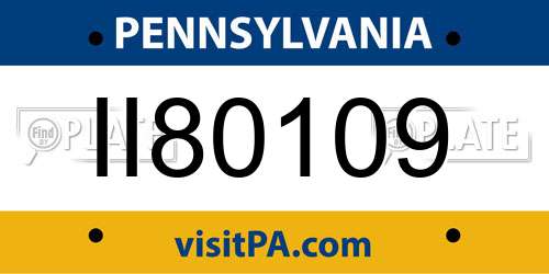 II80109 Pennsylvania License Plate