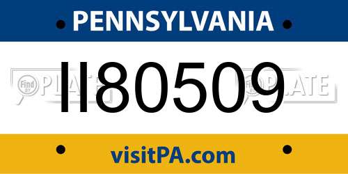 II80509 Pennsylvania License Plate