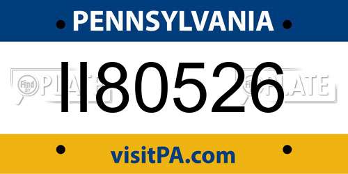 II80526 Pennsylvania License Plate