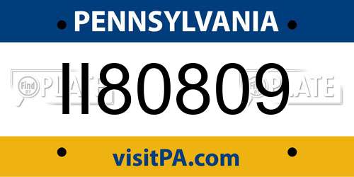 II80809 Pennsylvania License Plate