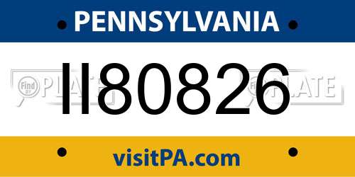 II80826 Pennsylvania License Plate