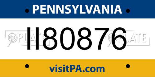 II80876 Pennsylvania License Plate