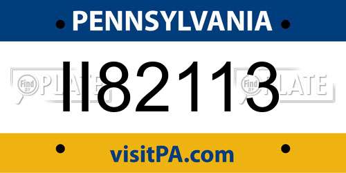 II82113 Pennsylvania License Plate