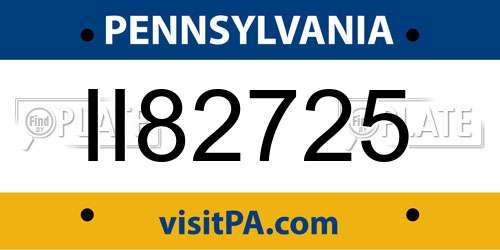 II82725 Pennsylvania License Plate