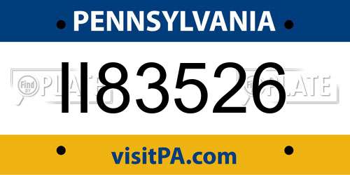 II83526 Pennsylvania License Plate