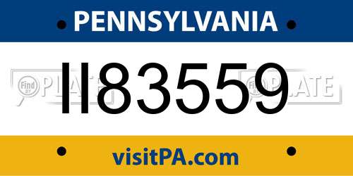 II83559 Pennsylvania License Plate