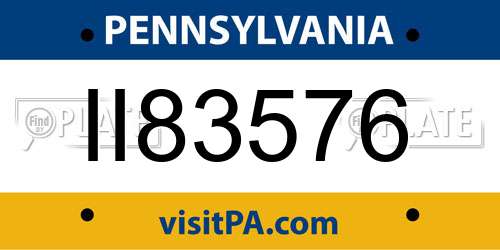 II83576 Pennsylvania License Plate