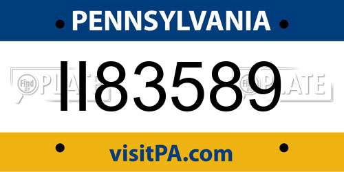 II83589 Pennsylvania License Plate