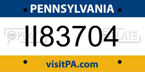 II83704 Pennsylvania License Plate