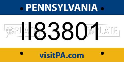 II83801 Pennsylvania License Plate