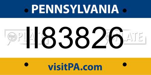 II83826 Pennsylvania License Plate