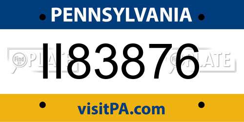 II83876 Pennsylvania License Plate