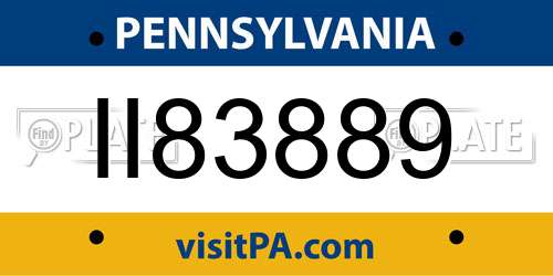 II83889 Pennsylvania License Plate