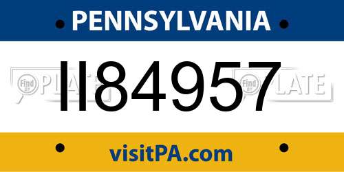 II84957 Pennsylvania License Plate