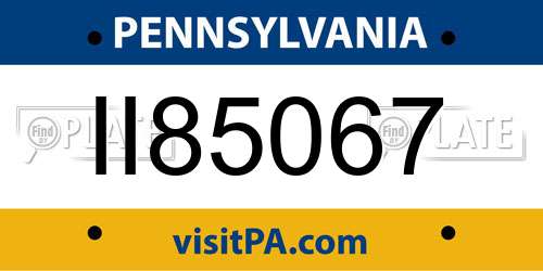 II85067 Pennsylvania License Plate