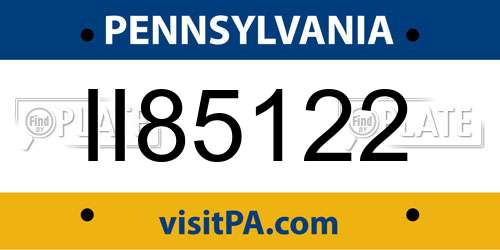 II85122 Pennsylvania License Plate