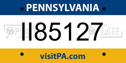 II85127 Pennsylvania License Plate