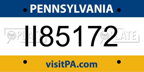 II85172 Pennsylvania License Plate
