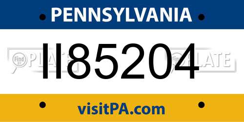II85204 Pennsylvania License Plate