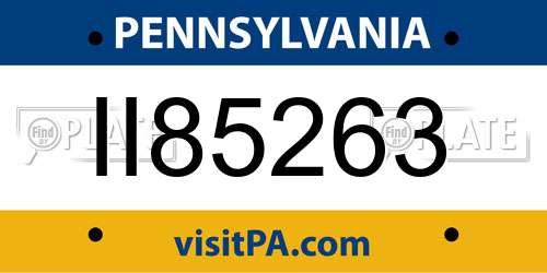 II85263 Pennsylvania License Plate