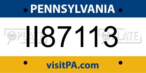 II87113 Pennsylvania License Plate