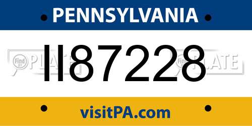 II87228 Pennsylvania License Plate