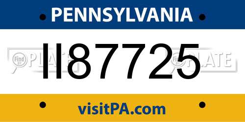 II87725 Pennsylvania License Plate