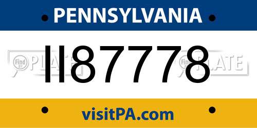 II87778 Pennsylvania License Plate