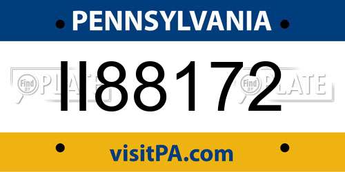 II88172 Pennsylvania License Plate