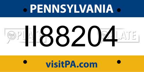 II88204 Pennsylvania License Plate