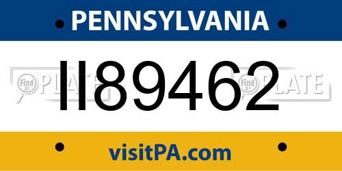 II89462 Pennsylvania License Plate