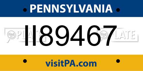 II89467 Pennsylvania License Plate