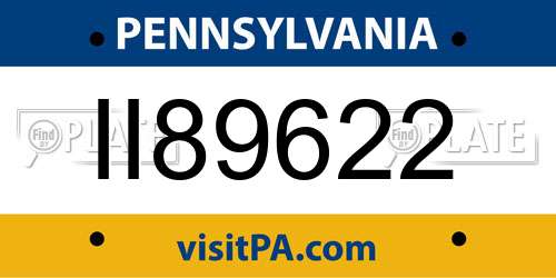 II89622 Pennsylvania License Plate