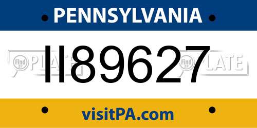 II89627 Pennsylvania License Plate