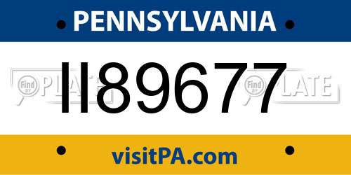 II89677 Pennsylvania License Plate
