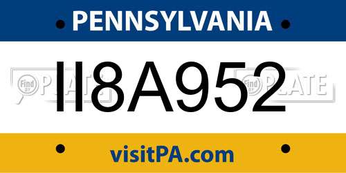 II8A952 Pennsylvania License Plate