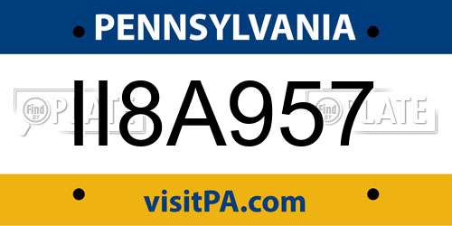 II8A957 Pennsylvania License Plate