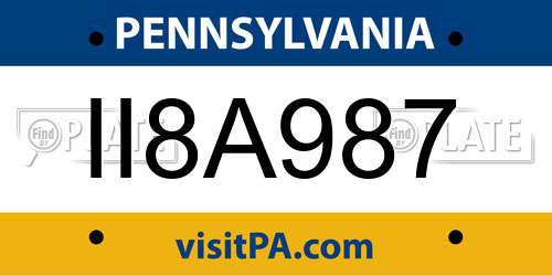 II8A987 Pennsylvania License Plate
