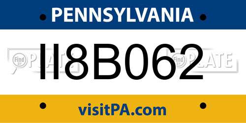 II8B062 Pennsylvania License Plate