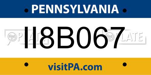 II8B067 Pennsylvania License Plate