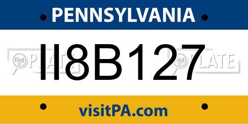 II8B127 Pennsylvania License Plate